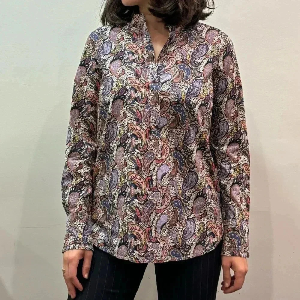 J Crew Liberty Art Fabrics Women’s Eastern Voyage Paisley Popover Top